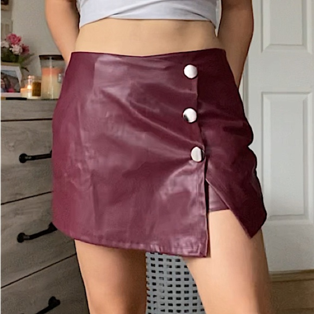 Maroon/purple shorts with skirt front